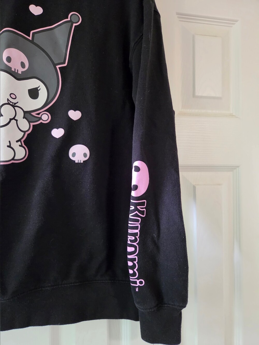 Sanrio Kuromi Black Crewneck Sweatshirt with Pink Graphic - Picture 2 of 5